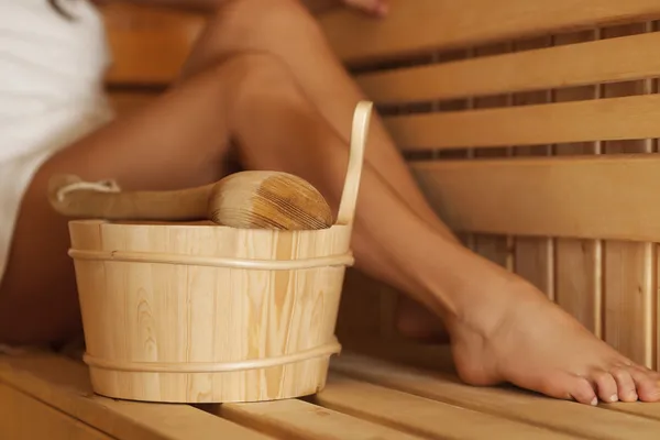 Time to relaxing in sauna — Stock Photo, Image