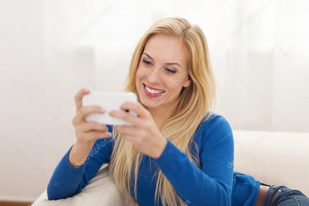 woman text messaging