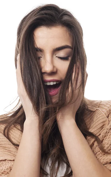 Mujer con cabello suave y sedoso —  Fotos de Stock