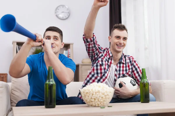 Young men supporting socce — Stock Photo, Image