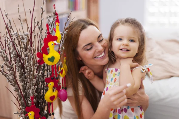 Mother with daughter in easter time — Stock Photo, Image