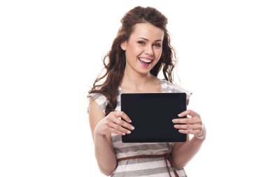 kadın gösteren ekran dijital Tablet