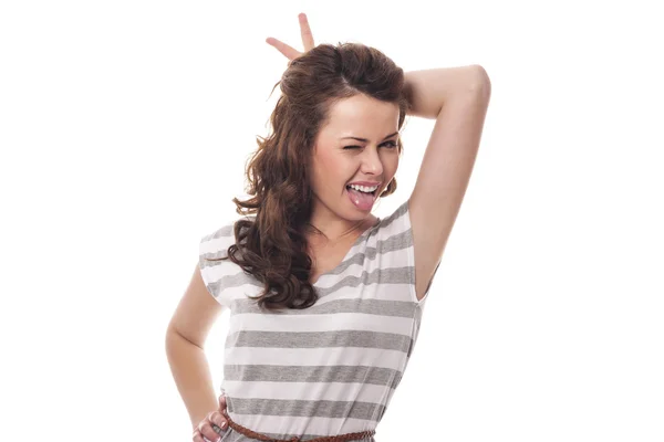 Woman with horns — Stock Photo, Image