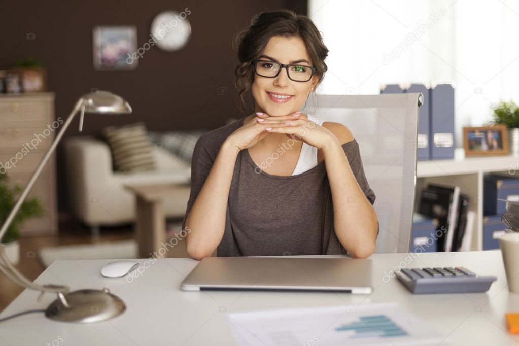 Woman in home office