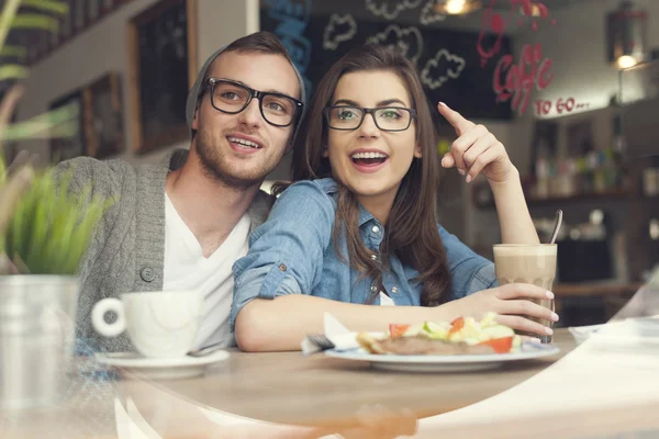 Couple spending lunch time together — Stock Photo, Image