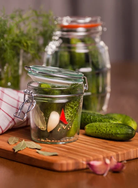 Pickles with garlic — Stock Photo, Image