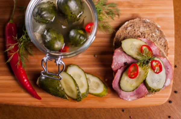 Sandwich with homemade products — Stock Photo, Image