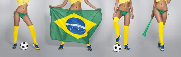 Sexy woman legs in colours of Brazil — Stock Photo, Image