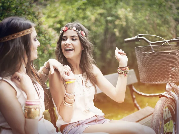 Boho girls at park — Stock Photo, Image