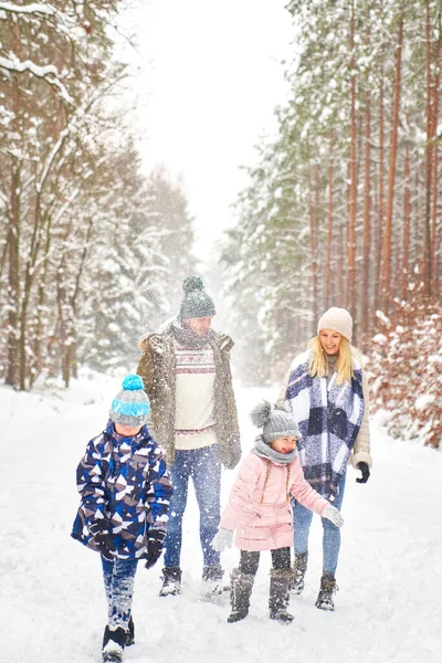 Familie Spelen Buiten Winter — Stockfoto