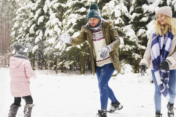 冬の間の家族の散歩 — ストック写真