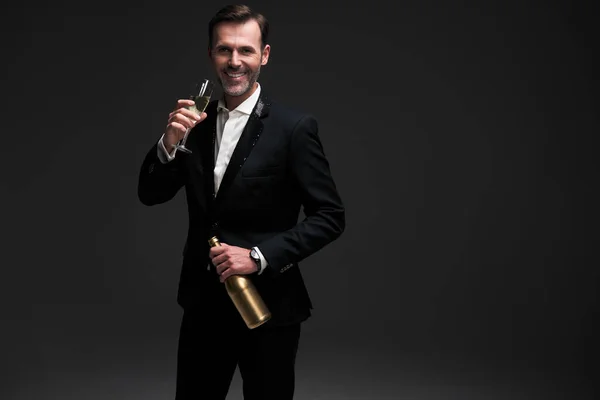 Elegance Man Glass Champagne — Stock Photo, Image