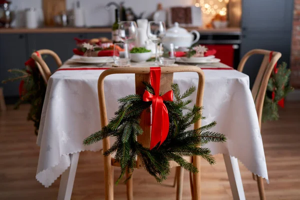 Mesa Preparada Para Cena Navidad — Foto de Stock