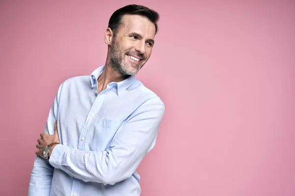 Portrait Adult Man Looking Copy Space — Stock Photo, Image