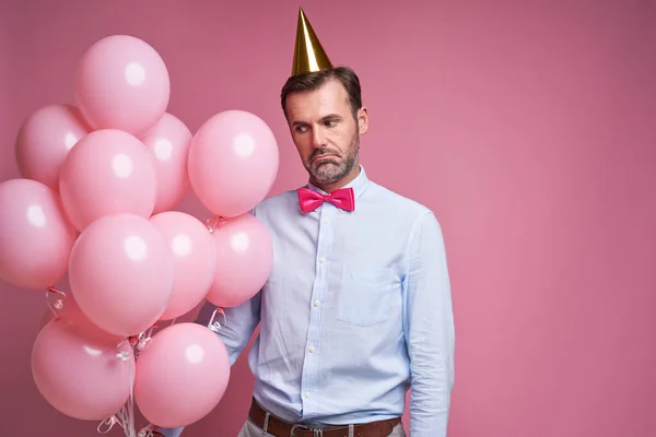 Sad Man Birthday Balloons —  Fotos de Stock