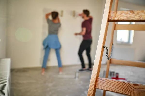 Blurred Couple Background Painting Wall House — Stock Photo, Image