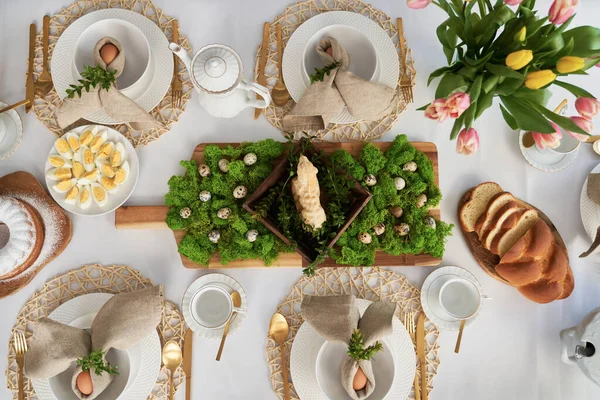 Detail Van Paastafel Klaar Voor Het Diner — Stockfoto