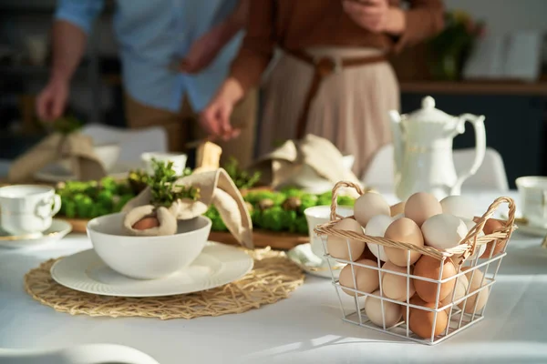 Pasen Tafel Mensen Achtergrond — Stockfoto