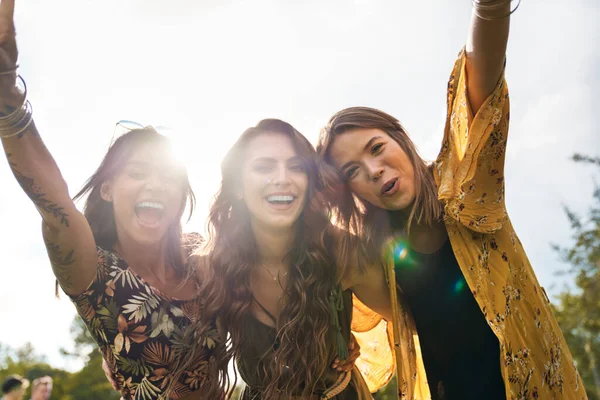 Group Multiracial Friends Have Fun Music Festival — Foto de Stock