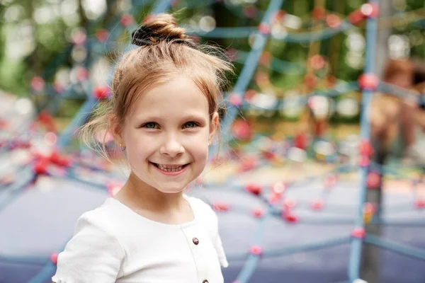 Portrait Smiling Girl Playground — Stock fotografie