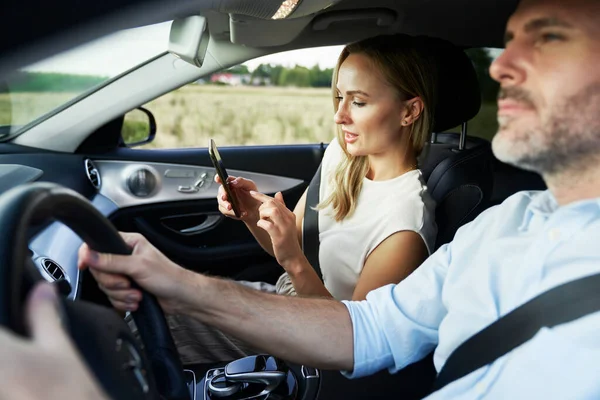 Caucasian Middle Age Couple Car Trip — Stock Photo, Image