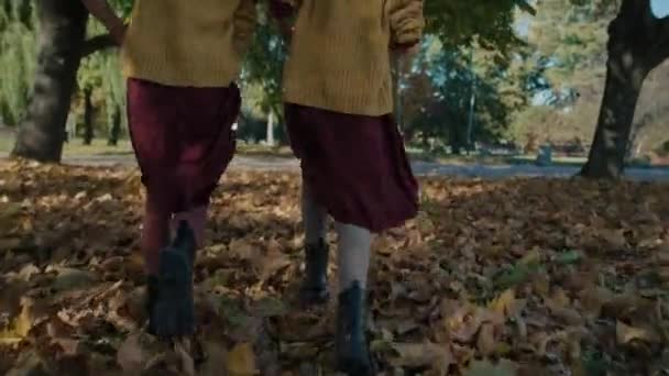 Parktan Kaçan Kafkas Kızlarının Dikiz Aynasından Yukarı Doğru Kırmızı Helyum — Stok video