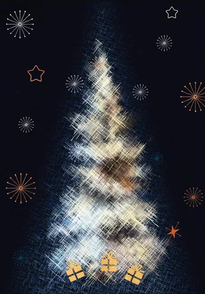 Nyår Och Julkort Med Julsymboler — Stockfoto