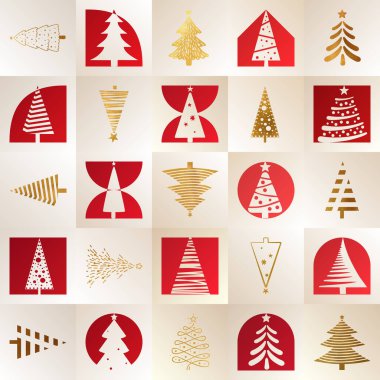 Yeni yıl ve Noel kartı, içinde Noel sembolleri var..