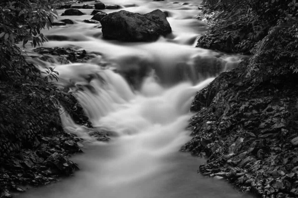 River Water Flow Black White Photo — Stock Photo, Image