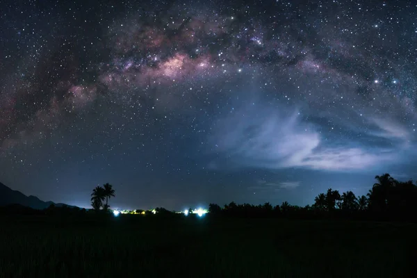Vue Panoramique Sur Les Belles Étoiles Nocturnes Galaxie Voie Lactée — Photo
