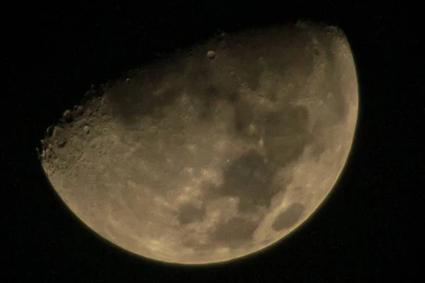 Moon Its Hollow Texture Half Moon Very Close — Stockfoto