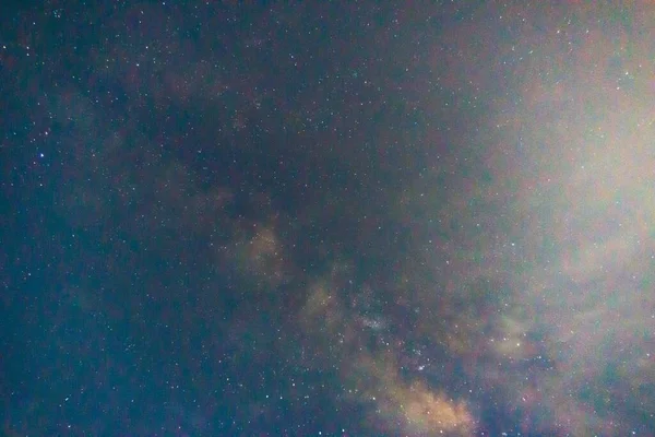 Milky Way Galaxy Stars Foggy Night — 图库照片