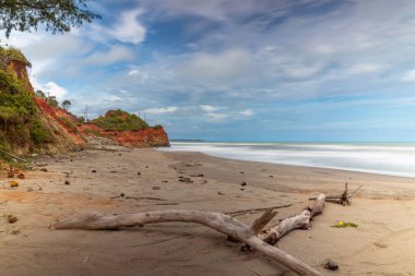 Indonesian scenery on blue beaches and abrasion cliffs in Bengkulu