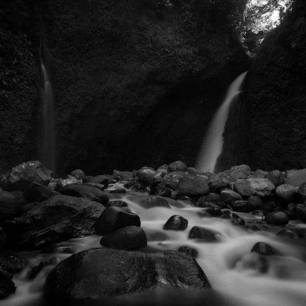 Indonesian Scenery Black White Photos Beautiful Waterfalls — Stock Photo, Image