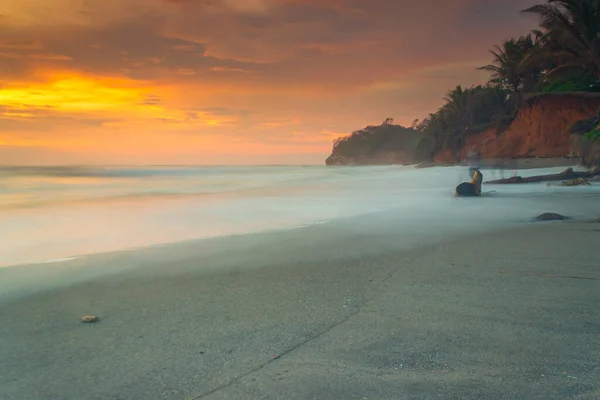 Pemandangan Alam Indonesia Pantai Saat Matahari Terbenam Sangat Indah — Stok Foto