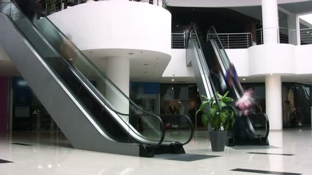 Escalators in shopping center. Timelapse — Stock Video