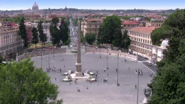 Roma. Piazza del Popolo e Via Cola di Rienzo — Vídeo de Stock