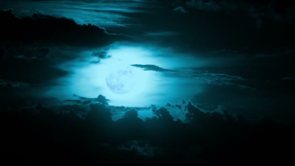 云朵和月亮。尕 — 图库视频影像