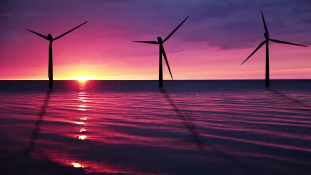 Energia eólica no mar — Vídeo de Stock