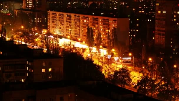 Zona notte della città di notte. Timelapse — Video Stock