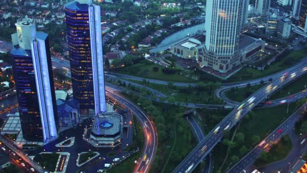 Evening Traffic in the City. View from Above. Timelapse — Stock Video