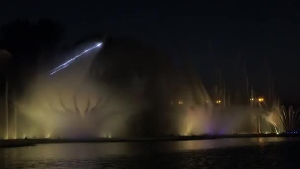 Pre War Ukraine Summer Evening Park City Vinnitsa Fountains Laser — Stock Video