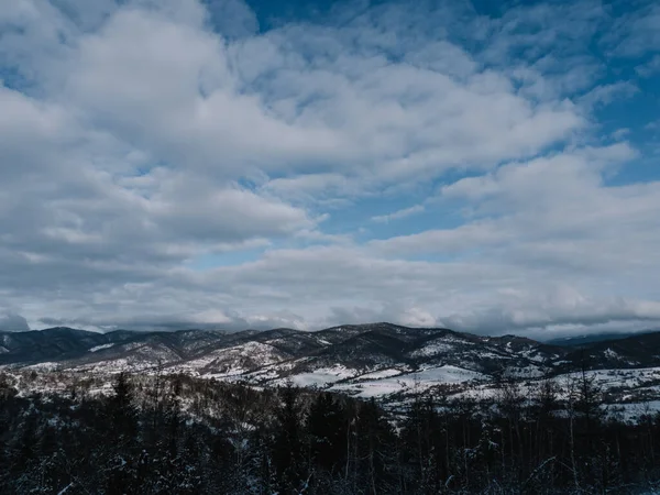 Breathtaking Frosty Landscape Transcarpathian Mountains Winter Stok Resim