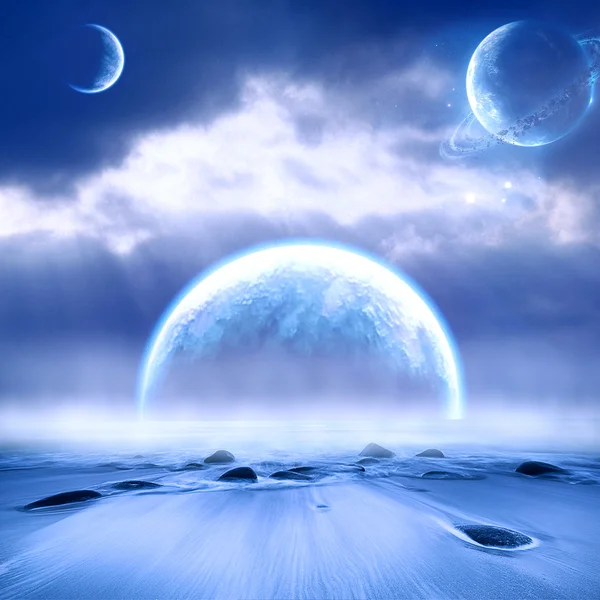 gezegen ve yumuşak ışık Denizi muhteşem manzara