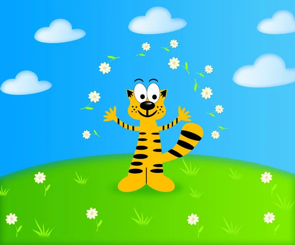 komik karikatür kaplan ile yaz arka plan çizimi