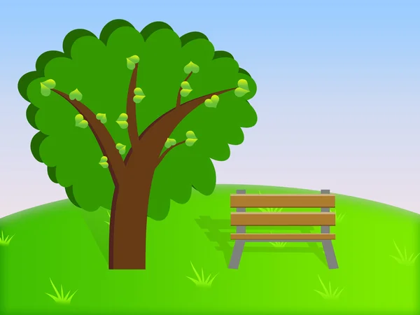 bir ağacın altında bir Bank karikatür çizimi