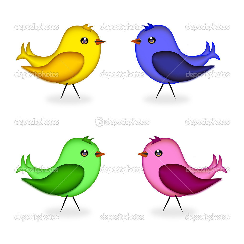 cartoon illustration of birds in a set