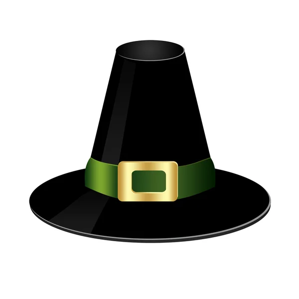 siyah şapka parlak bir toka ile gösteren resim