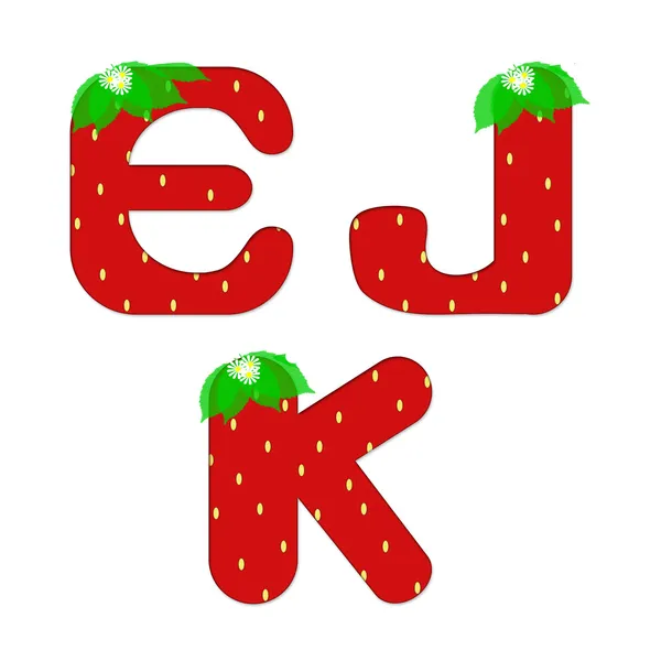 Ilustração de letras de morango do alfabeto — Fotografia de Stock