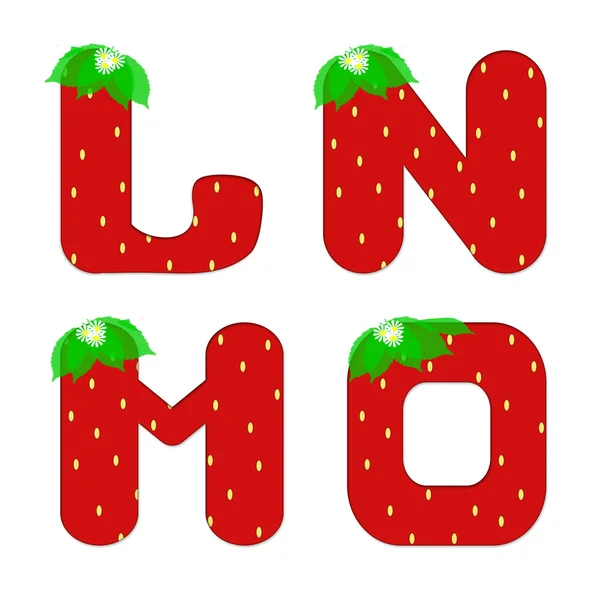 Illustration av strawberry bokstäver i alfabetet — Stockfoto